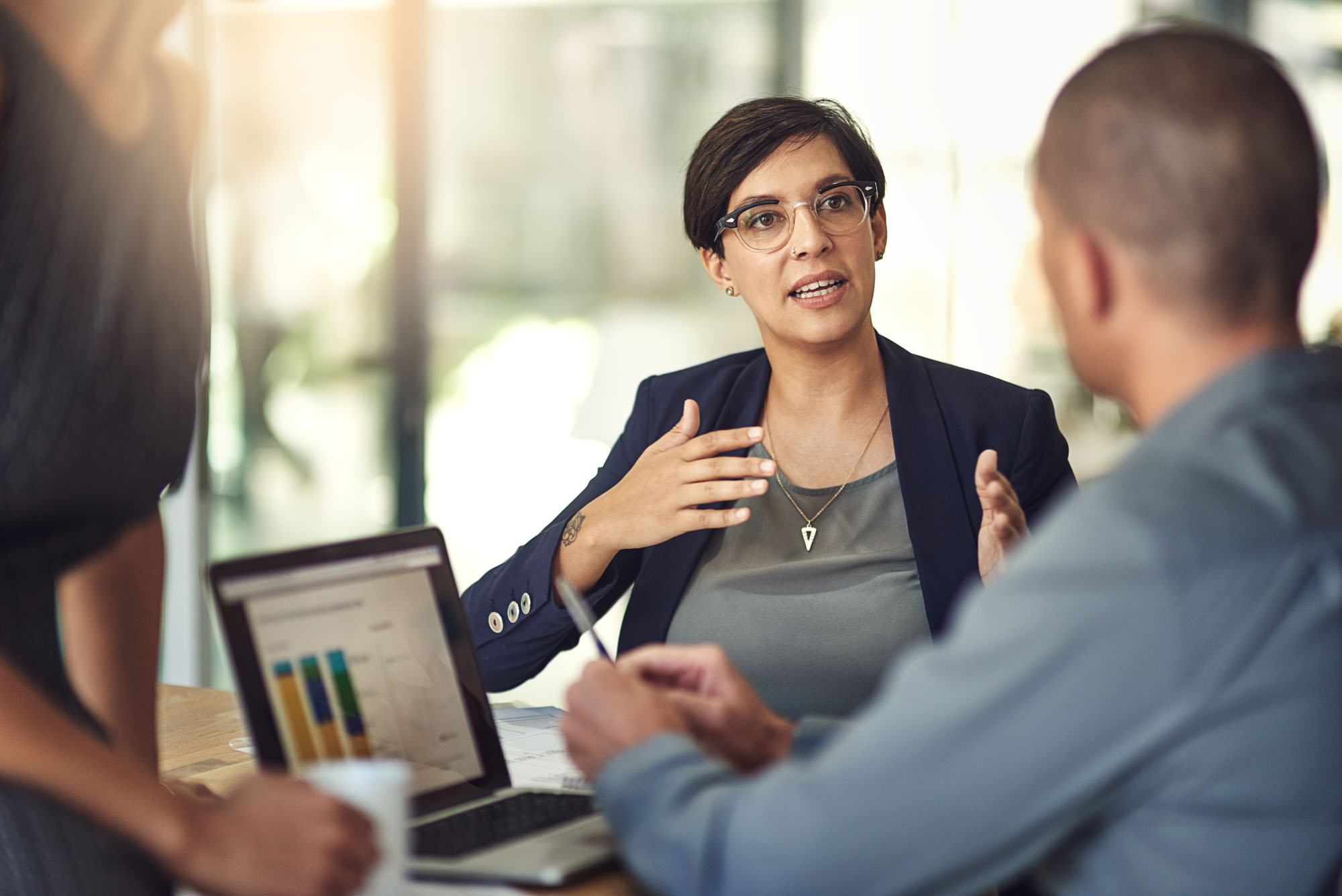 Woman talking in a meeting