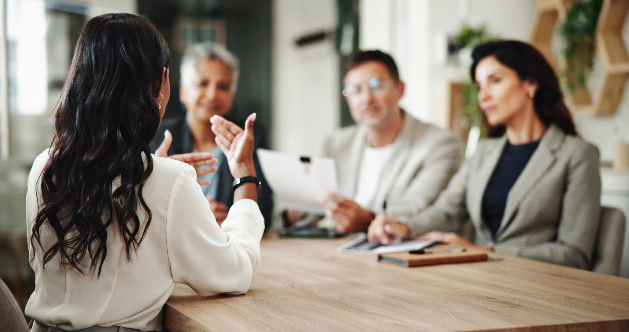 Woman speaking in a meeting