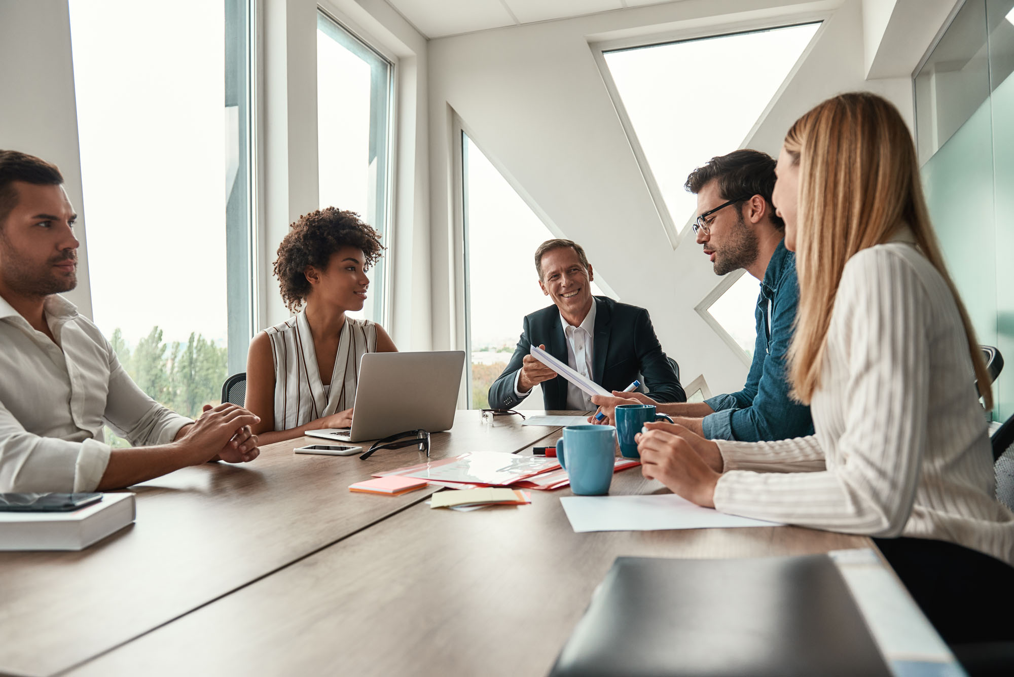 Business meeting at a conference table