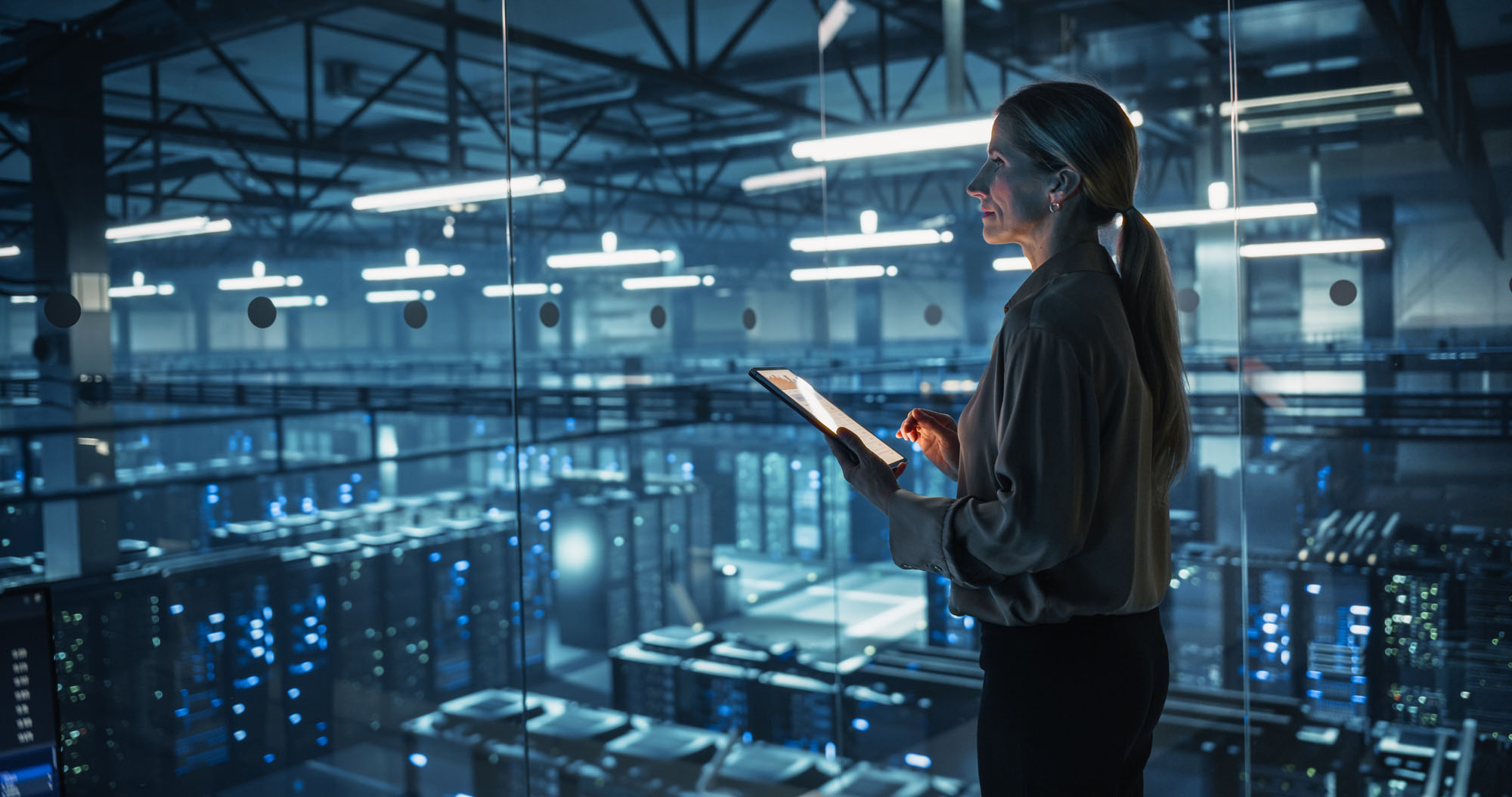 woman overseeing IT facility