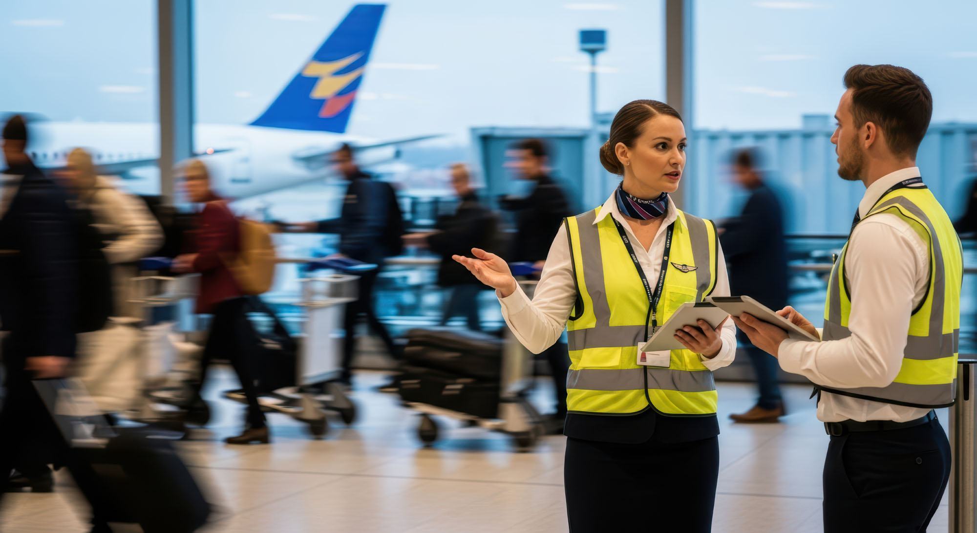 A busy airport terminal